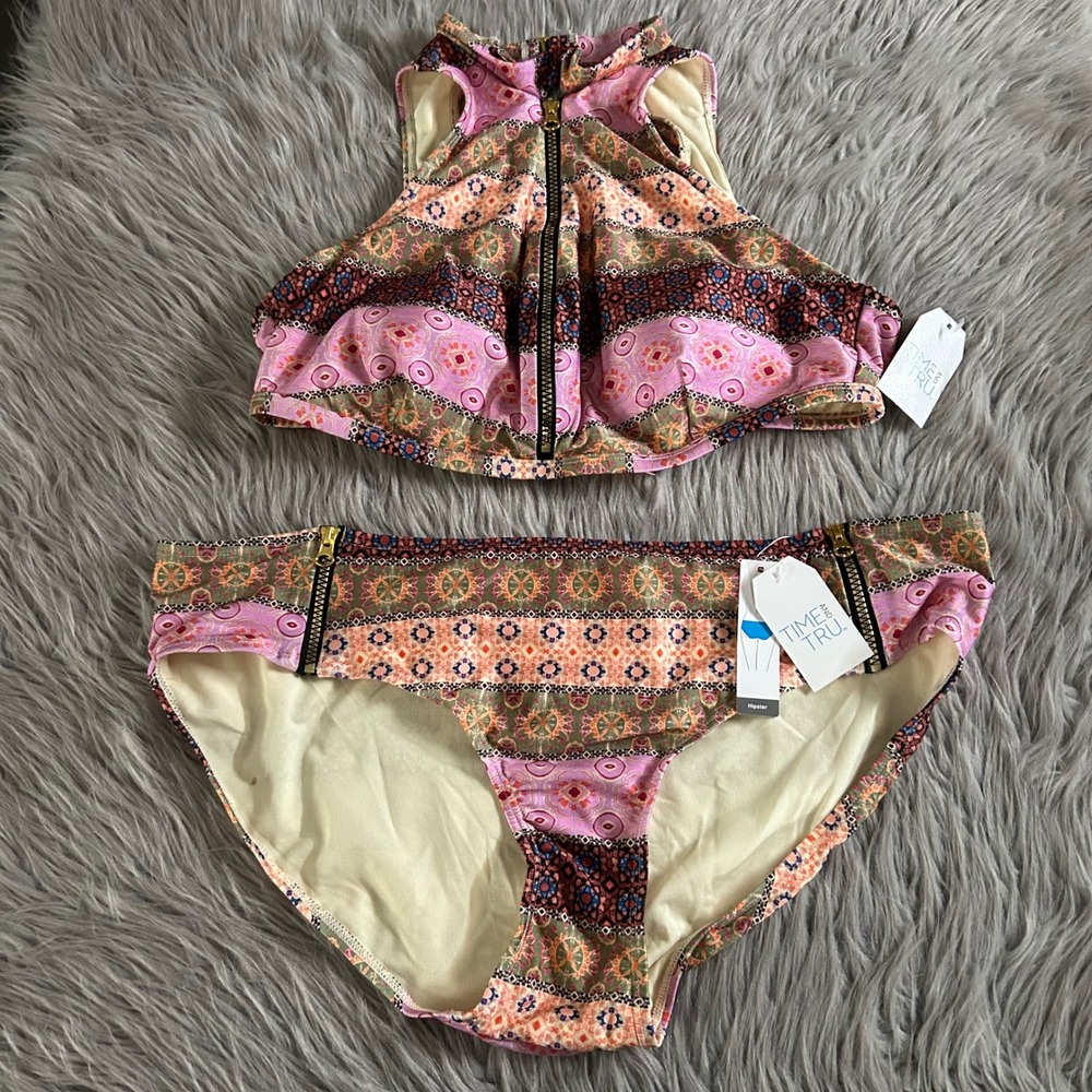 Time And Tru Two Piece Bikini Womens Size XL (16-18) Multicolored‎ Swimsuit Swim